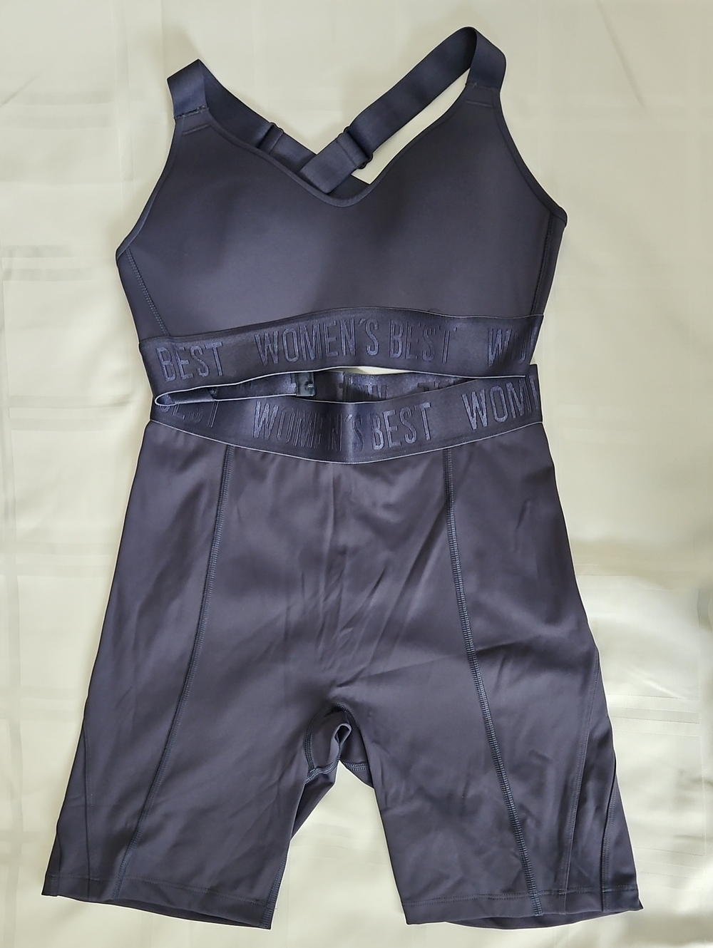Women's Best Space Gray Sport Bra Size M/ Biker Shorts Size L/ Activewear Bundle